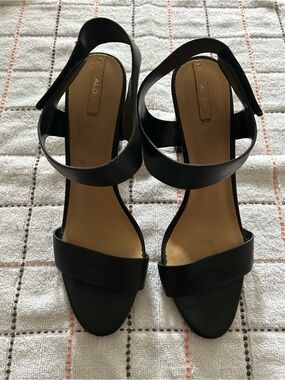 ALDO Black Strappy Block Heel Sandals